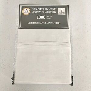 2 BERGEN HOUSE WHITE FLORAL 100% Egyptian Cotton 1000TC Standard Pillowcases